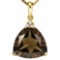 0.58 CTW SMOKEY 10K SOLID YELLOW GOLD TRILLION SHAPE PENDANT WITH ANCENT DIAMONDS