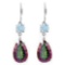 PRETTY ! 2 CTW BABY SWISS BLUE TOPAZ & 11 CTW MYSTIC GEMSTONE .925 STERLING SILVER EARRINGS