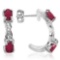 4/5 CTW RUBY & DIAMOND .925 STERLING SILVER EARRINGS