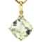 0.78 CTW GREEN AMETHYST 10K SOLID YELLOW GOLD CUSHION SHAPE PENDANT WITH ANCENT DIAMONDS