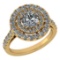 Certified 1.99 Ctw Diamond Wedding/Engagement Style 14K Yellow Gold Halo Ring (SI2/I1)