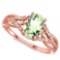 0.78 CARAT GREEN AMETHYST & 0.04 CTW DIAMOND 14KT SOLID RED GOLD RING