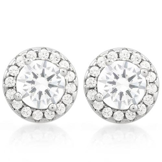 CLASSY 2 1/3 CTW (34 PCS) FLAWLESS CREATED DIAMOND .925 STERLING SILVER EARRINGS