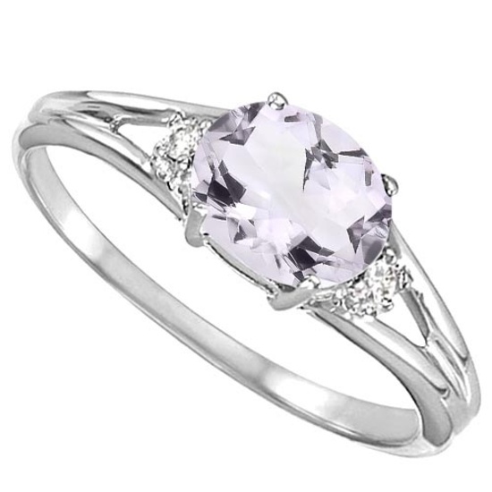 0.41 CARAT PINK AMETHYST & 0.02 CTW DIAMOND 10KT SOLID WHITE GOLD RING