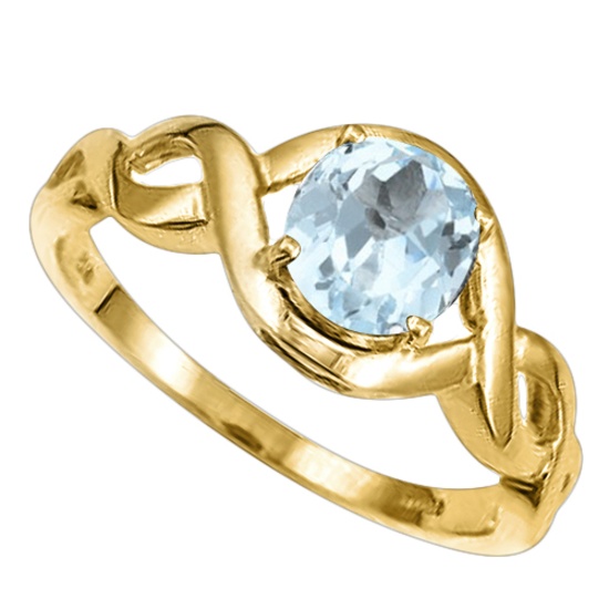 0.68 CT AQUAMARINE 10KT SOLID YELLOW GOLD RING