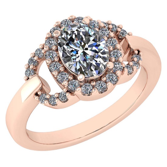 Certified 1.63 Ctw Diamond VS/SI1 Halo Ring For 14K Rose Gold