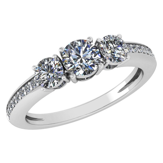Certified 1.06 Ctw Diamond Wedding/Engagement Style 14K White Gold Halo Ring (SI2/I1)