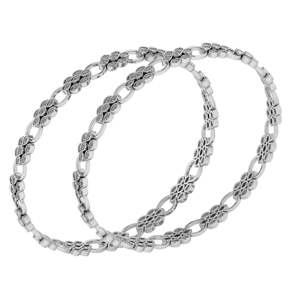 Certified 1.80 Ctw Diamond VS/SI1 Bangles 14K White Gold Made In USA