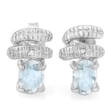 4/5 CTW AQUAMARINE .925 STERLING SILVER EARRINGS