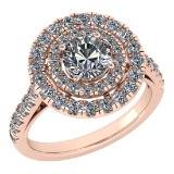 Certified 1.99 Ctw Diamond Wedding/Engagement Style 14K Rose Gold Halo Ring (SI2/I1)