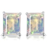 STUNNING ! 4/5 CTW CREATED ETHIOPIAN OPAL .925 STERLING SILVER EARRINGS STUD