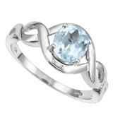 0.68 CT AQUAMARINE 10KT SOLID WHITE GOLD RING