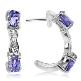 3/5 CTW TANZANITE & DIAMOND .925 STERLING SILVER EARRINGS