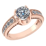 Certified 1.48 Ctw Diamond Wedding/Engagement Style 14K Rose Gold Halo Ring (SI2/I1)