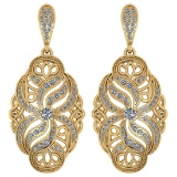 Certified 1.18 Ctw Diamond Wedding/Engagement Style 14K Yellow Gold Halo Hanging Earrings (SI2/I1)