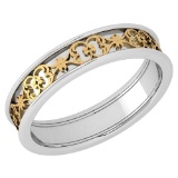 Stunning Filigree Engagement Band 18K White And Yellow Gold MADE IN ITALY