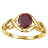 1.35 CT RUBY 10KT SOLID YELLOW GOLD RING