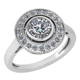 Certified 1.12 Ctw Diamond Wedding/Engagement Style 14K White Gold Halo Ring (SI2/I1)