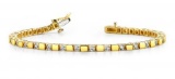 14K YELLOW GOLD 1 CTW G-H I1/I2 ALTERNATING DIAMOND BLOCK HARMONY TENNIS BRACELET