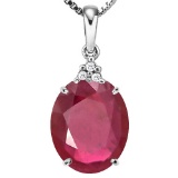 0.96 CTW RUBY 10K SOLID WHITE GOLD OVAL SHAPE PENDANT WITH ANCENT DIAMONDS