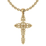 Gold Cross Pendant 18K Yellow Gold Made In Italy
