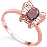 0.68 CT REDISH GARNET AND ACCENT DIAMOND 0.005 CT 10KT SOLID RED GOLD RING