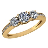 Certified 1.06 Ctw Diamond Wedding/Engagement Style 14K Yellow Gold Halo Ring (SI2/I1)