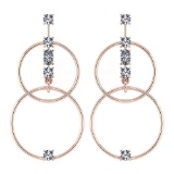 Certified 0.66 Ctw Diamond VS/SI1 Earrings 14K Rose Gold