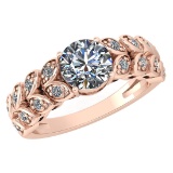 Certified 1.47 Ctw Diamond Wedding/Engagement Style 14K Rose Gold Halo Ring (SI2/I1)