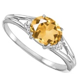 0.43 CARAT CITRINE & 0.02 CTW DIAMOND 10KT SOLID WHITE GOLD RING