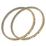 Certified 12.40 Ctw Diamond VS/SI1 Bangles 14K Yellow Gold Made In USA