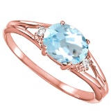 0.48 CARAT SKY BLUE TOPAZ & 0.02 CTW DIAMOND 10KT SOLID RED GOLD RING