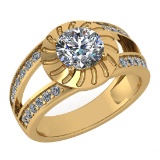 Certified 1.58 Ctw Diamond Wedding/Engagement Style 14K Yellow Gold Halo Ring (SI2/I1)