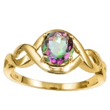 0.96 CT RAINBOW MYSTICS QUARTZ 10KT SOLID YELLOW GOLD RING