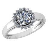 Certified 1.48 Ctw Diamond Wedding/Engagement Style 14K White Gold Halo Ring (SI2/I1)