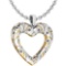 Certified 0.24 Ctw Diamond VS/SI1 Heart Shape Necklace For 14K White & Yellow Gold Necklace