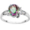 1.03 CT RAINBOW MYSTIC QUARTZ AND ACCENT DIAMOND 0.01 CT 10KT SOLID WHITE GOLD RING