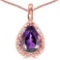 0.32 CARAT AMETHYST & 0.01 CTW DIAMOND 14KT SOLID RED GOLD PENDANT