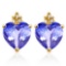 2.75 CARAT LAB TANZANITE 10K SOLID YELLOW GOLD HEART SHAPE EARRING WITH 0.03 CTW DIAMOND