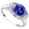 3.68 CT CREATED TANZANITE 0.1 CT GENUINE TANZANITE AND ACCENT DIAMOND 0.09 CT 10KT SOLID WHITE GOLD