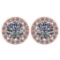 Certified 1.6 Ctw Diamond 14k Rose Gold Halo Stud Earrings