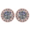 Certified 1.6 Ctw Diamond 14k Rose Gold Halo Stud Earrings