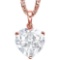 0.49 CARAT WHITE TOPAZ 10K SOLID RED GOLD HEART SHAPE PENDANT