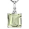 0.91 CTW GREEN AMETHYST 10K SOLID WHITE GOLD SQUARE SHAPE PENDANT WITH ANCENT DIAMONDS