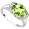 3.16 CT PERIDOT 0.1 CT WHITE TOPAZ AND ACCENT DIAMOND 0.09 CT 10KT SOLID WHITE GOLD RING