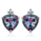 1.6 CARAT BLUE OCEAN MYSTICS 10K SOLID WHITE GOLD TRILLION SHAPE EARRING WITH 0.03 CTW DIAMOND