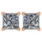 Certified 2.00 Ctw Diamond 14K Rose Gold Stud Earring Made In USA
