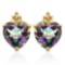 1.7 CARAT MYSTICS GEMSTONE 10K SOLID YELLOW GOLD HEART SHAPE EARRING WITH 0.03 CTW DIAMOND