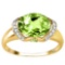 3.16 CT PERIDOT 0.1 CT WHITE TOPAZ AND ACCENT DIAMOND 0.09 CT 10KT SOLID YELLOW GOLD RING