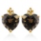 1.5 CARAT SMOKEY 10K SOLID YELLOW GOLD HEART SHAPE EARRING WITH 0.03 CTW DIAMOND